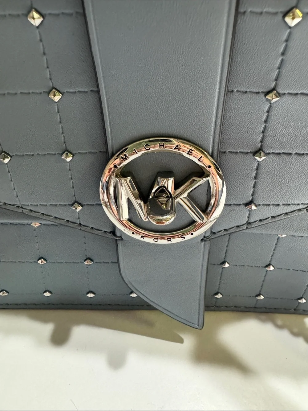 Michael Kors Light Blue Quilted Shoulder Bag with Silver Hardware